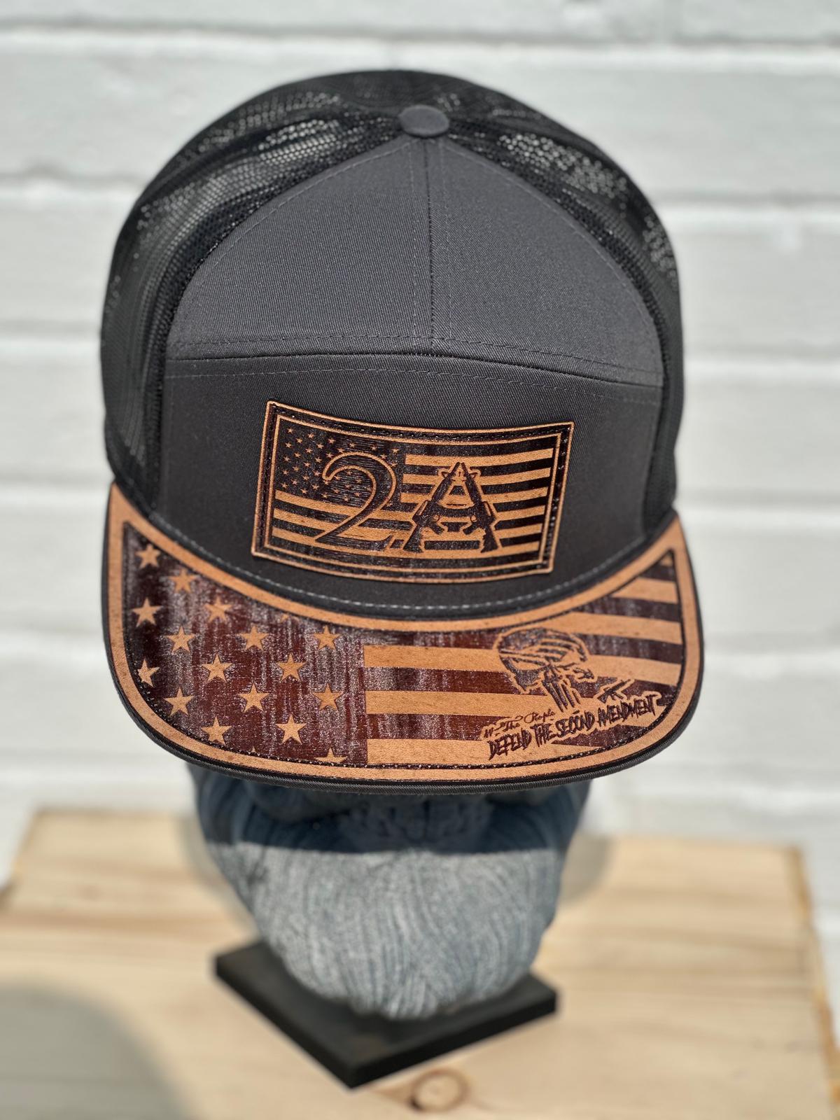 Leather Collection -  2ND AMENDMENT Cap with Leather Patch bill (Copy) - Derty Sports