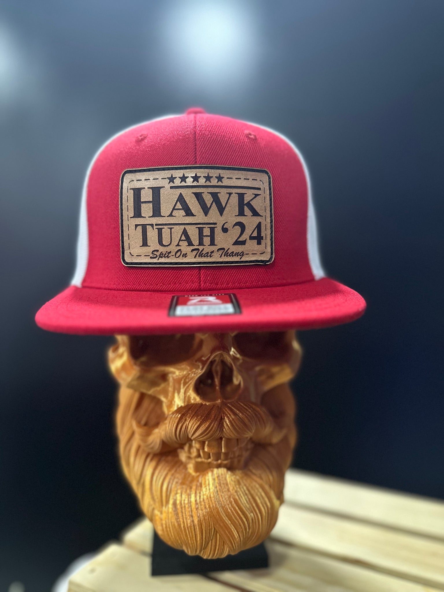 Leather Collection -  Hawk Tuah Cap with Leather Patch bill