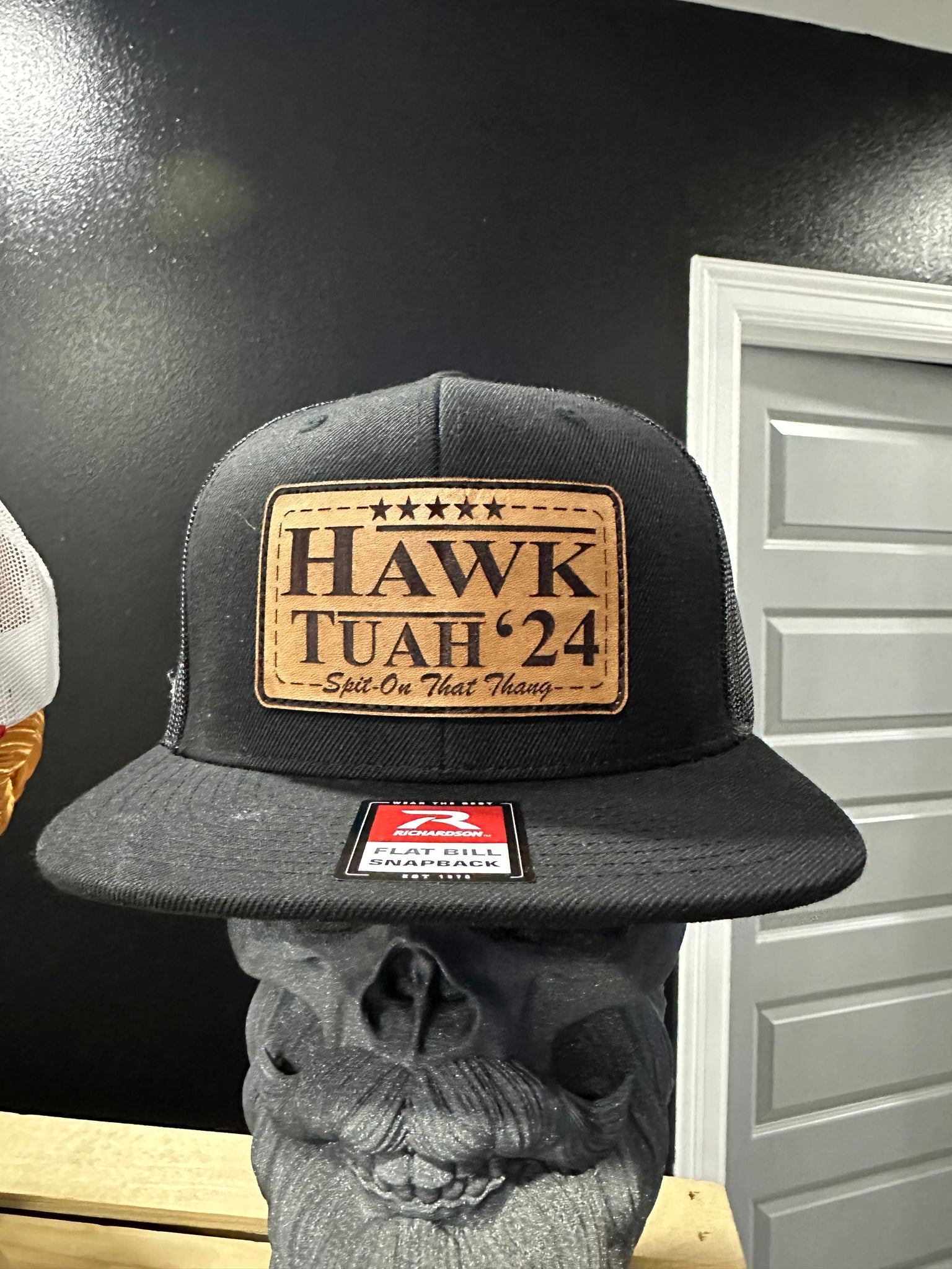 Leather Collection -  Hawk Tuah Cap with Leather Patch bill