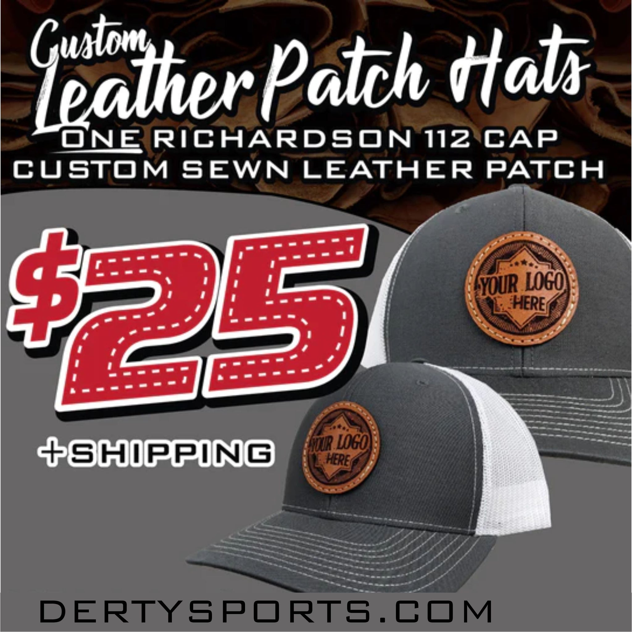 Leather Collection - A Custom Leather Patch Hat Special $25 - Derty Sports