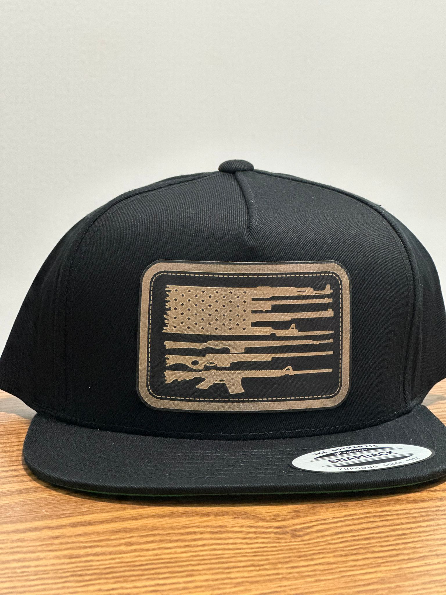 Leather Collection - USA Cap Black & Gold Leather Patch - Derty Sports