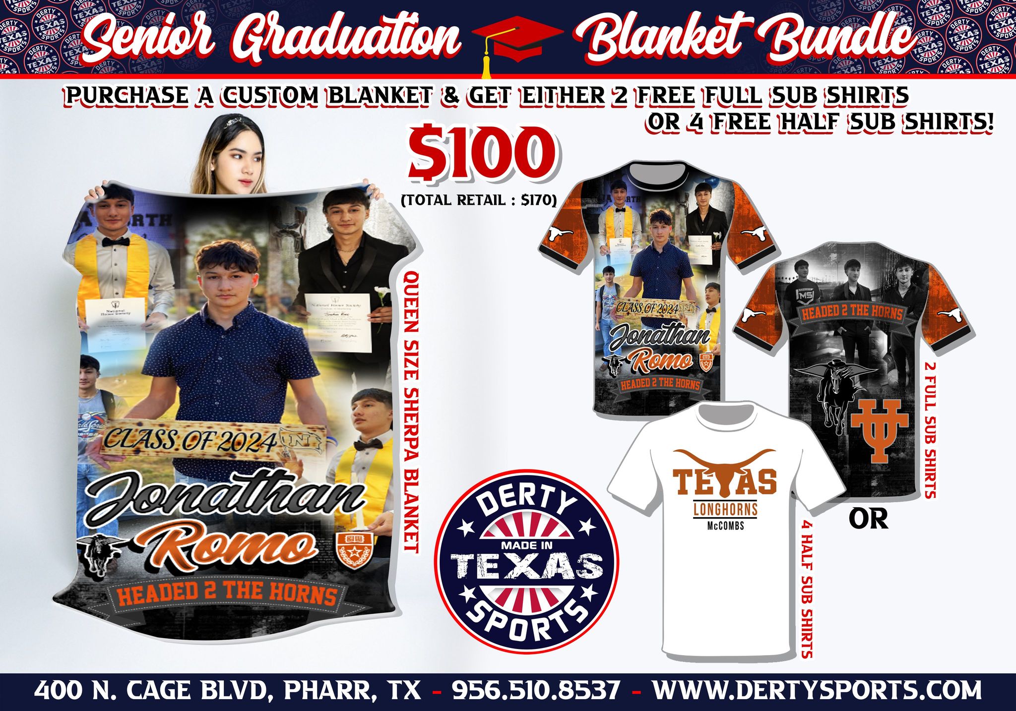 Custom Sublimation Blankets - Senior Blanket combo - Derty Sports